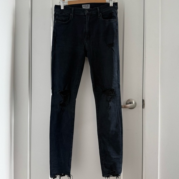 Agolde black high-rise slim fit skinny distressed jeans - size 30 - Picture 3 of 6